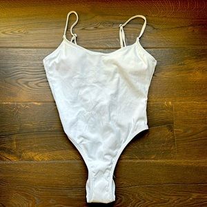 Andie swim The Laguna One Piece White Ribbed M NWT
